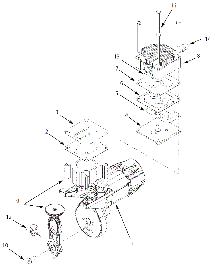 Pump Parts Diagram and Parts List for WL390000  Campbell Hausfeld Compressor